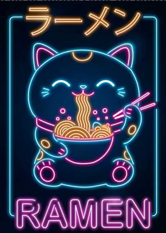 Poster Chat Ramen bleu