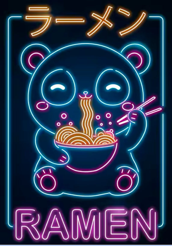Poster Panda Ramen bleu