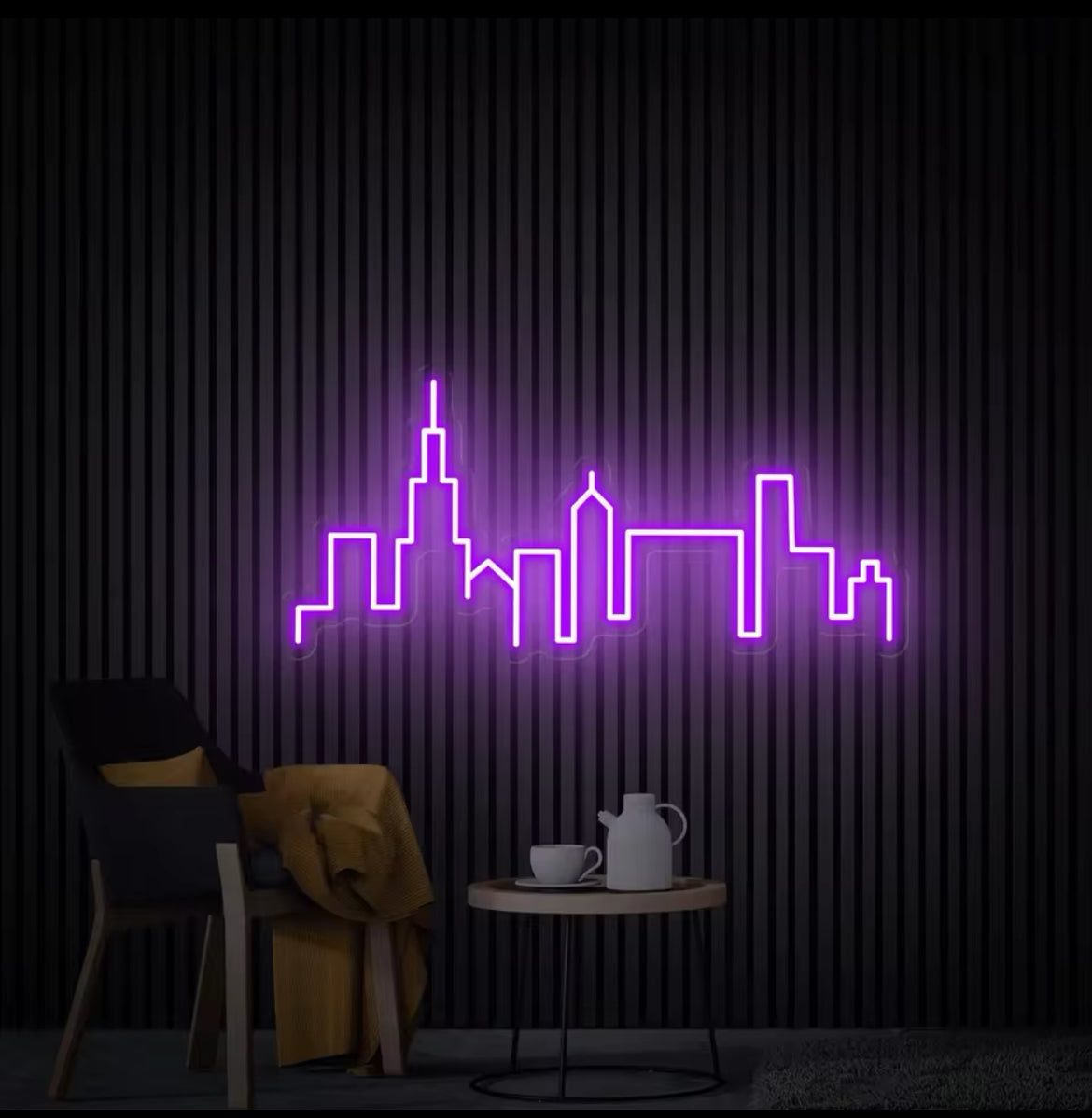 Chicago Skyline Neon Violet