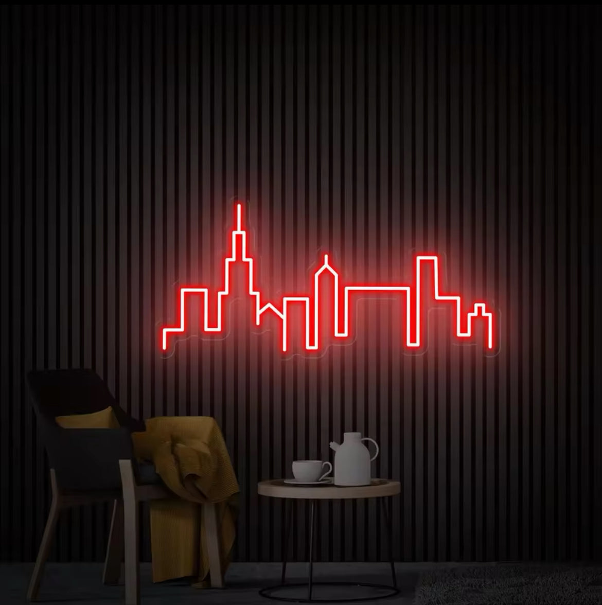 Chicago Skyline Neon Rouge